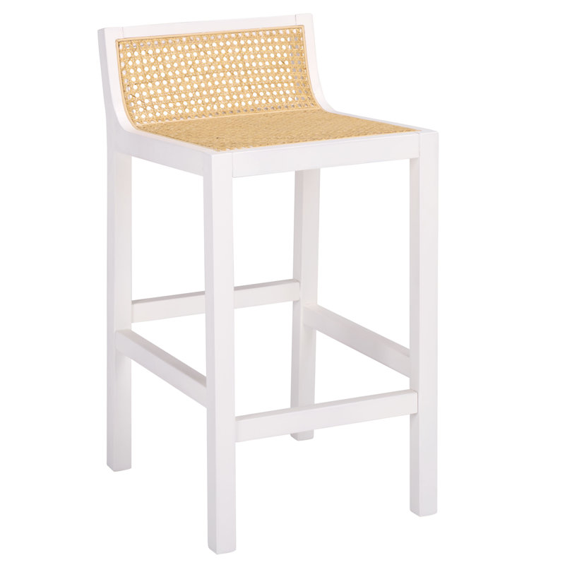 McCarthy Solid Wood Counter Stool, White/Natural, Counter Stool(25.59” Seat Height)