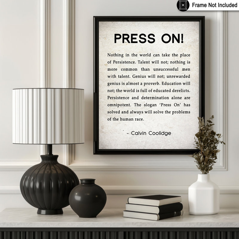 Calvin Coolidge Press on, H 12 po x l 16 po, Affiche, Sans cadre