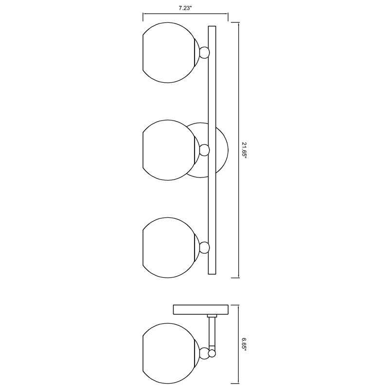 3 - Light Dimmable Vanity Light, Chrome