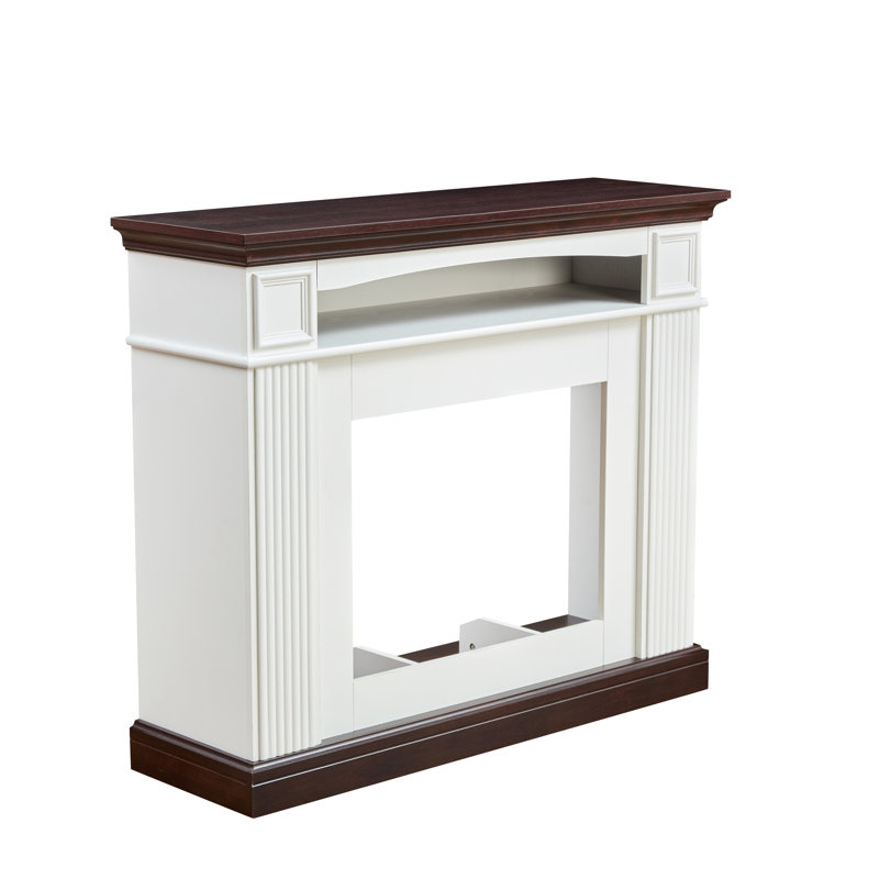 Console de foyer électrique avec tiroirs - cerisier / blanc