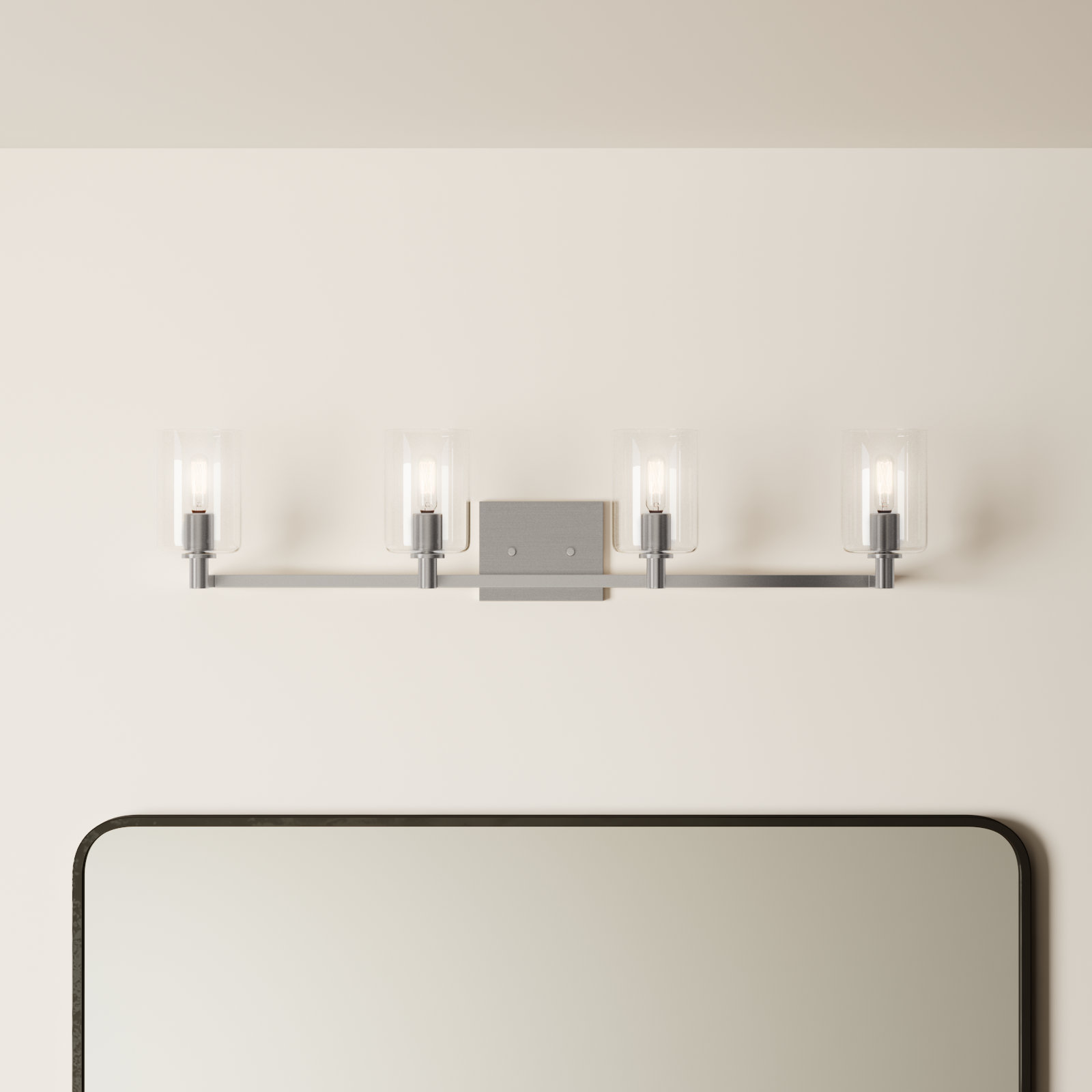 Haines 4 Light Transparent Dimmable Vanity Light, Brushed Nickel