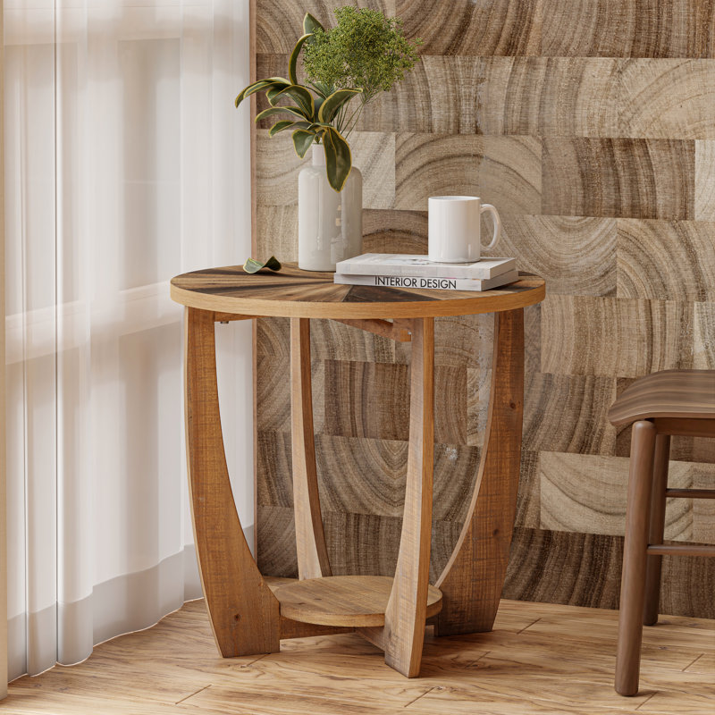 Table de bout rustique ronde Ezmai, table d'appoint French Country