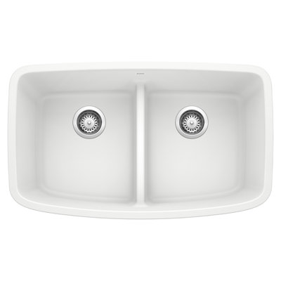 Valea SILGRANIT 32" 50/50 Double Bowl Undermount Kitchen Sink with Low Divide