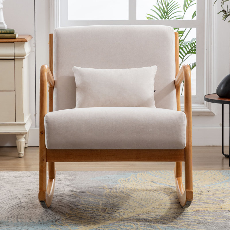 Fauteuil oscillant à bascule Gatlen, Mélange de lin beige