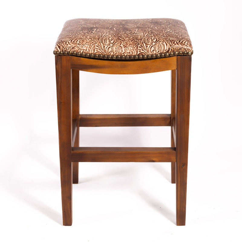 Genson Bar Stool, Bar Stool (30" Seat Height), Saddle Floral Ivory