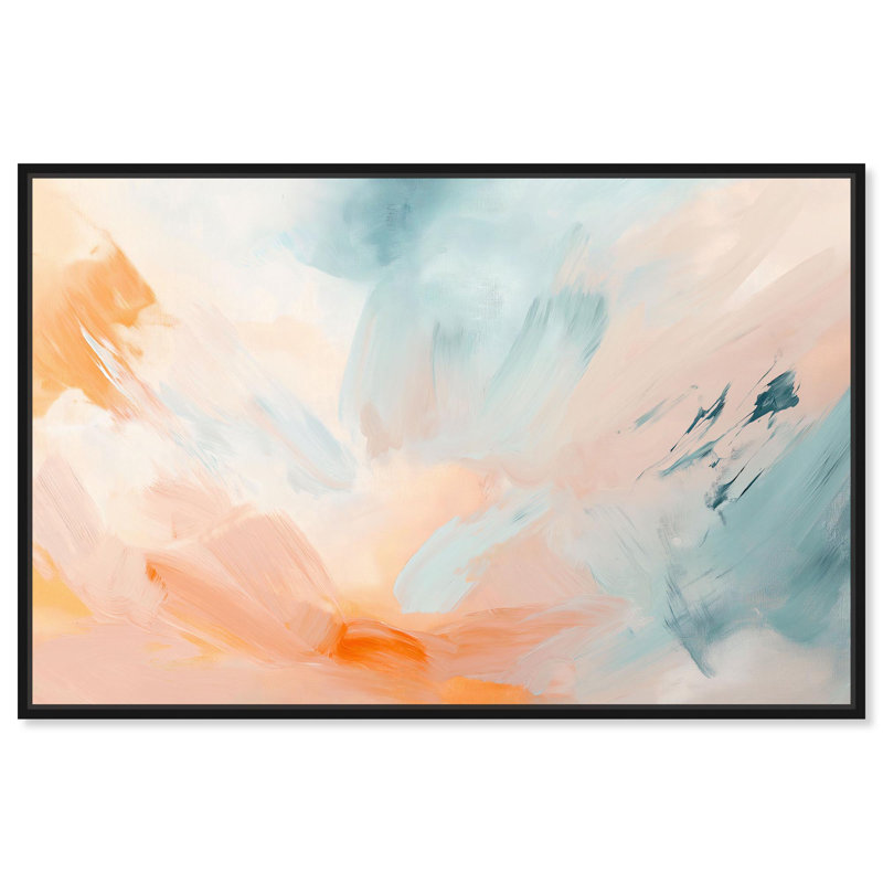 «Sunrise Palette I», art mural tendance sur toile , H 11 po x l 16 po, Cadre flottant noir