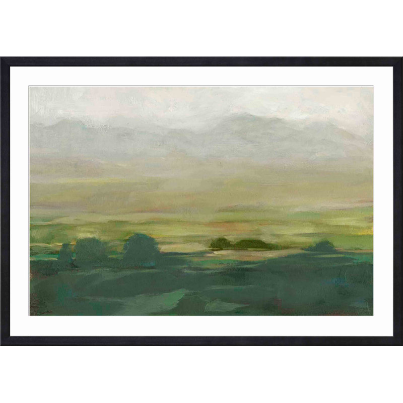 «Misty Valley I» par Ethan Harper - peinture encadrée, Or, H 12 po x l 12 po