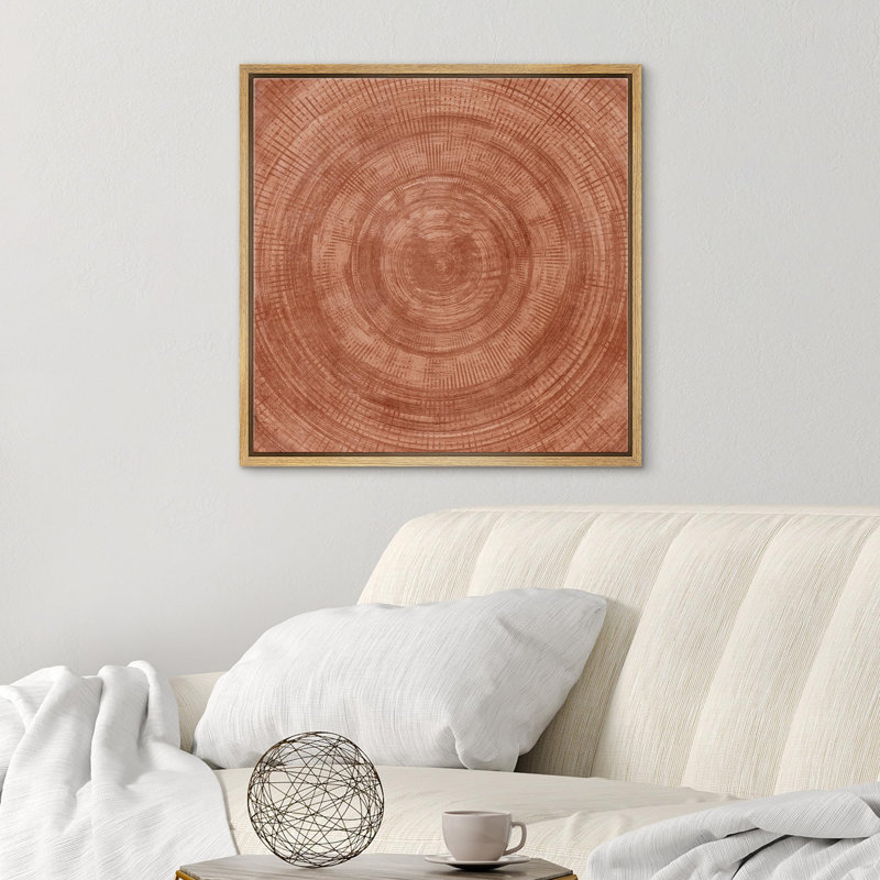 «Brown Geometric Circle Spiral», reproduction sur toile flottante, Naturel, H 16 po x l 16 po x P 1,5 po