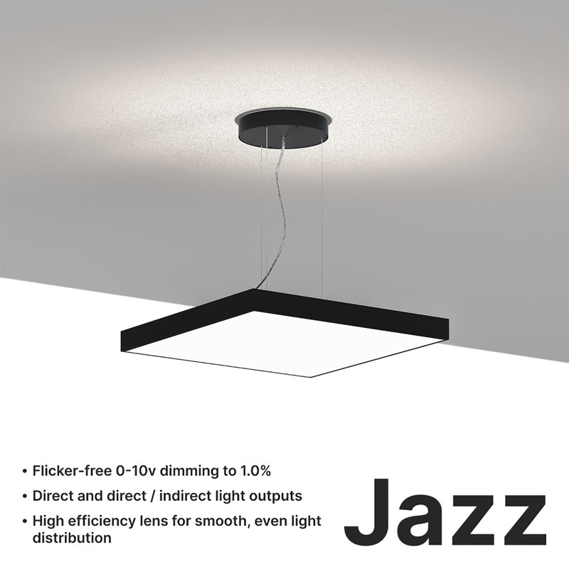 Luminaire suspendu carré Jazz - l 16 po - Direct - Blanc, 16, Blanc, 1470