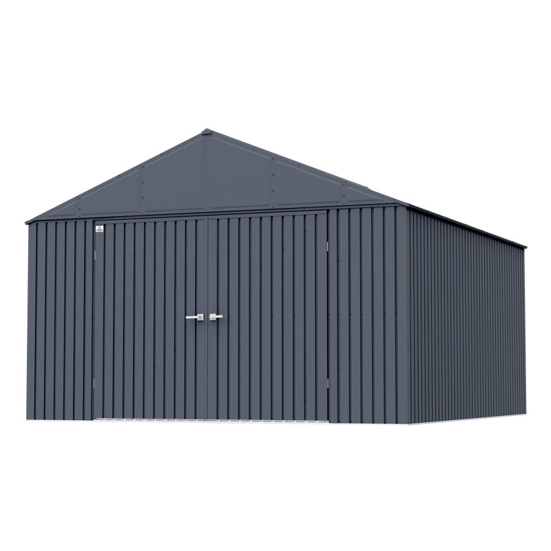 Arrow Elite 12 ft. W x 14 ft. D Galvanized Steel Storage Shed, Anthracite
