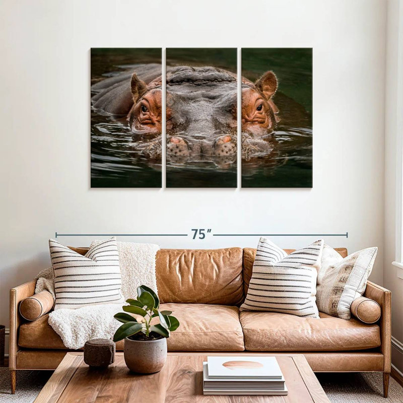 Hippopotame submergé Brampt, H 36 po x l 57 po