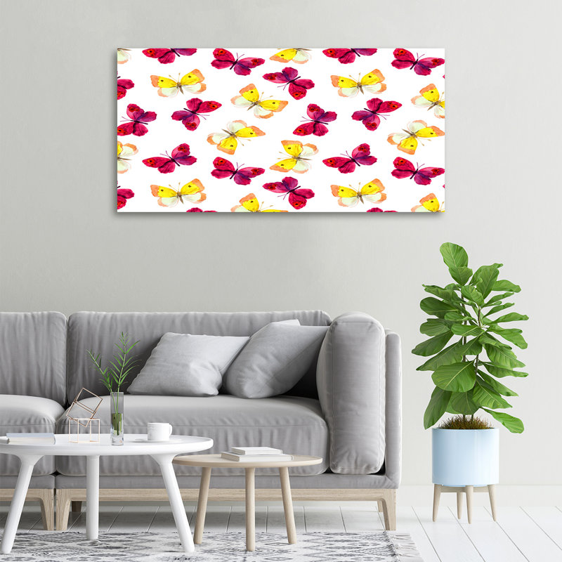 Butterflies And Flowers - Wrapped Canvas Print