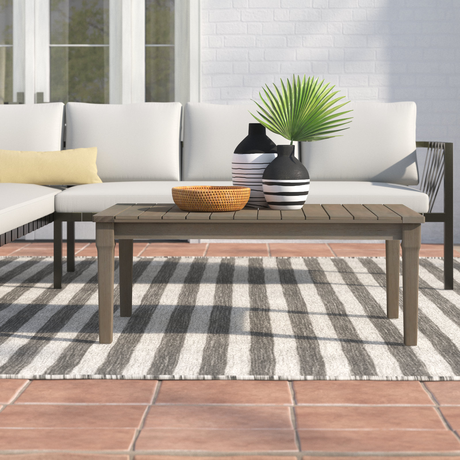 Samya 26 " Eucalyptus Patio Table, Light Gray