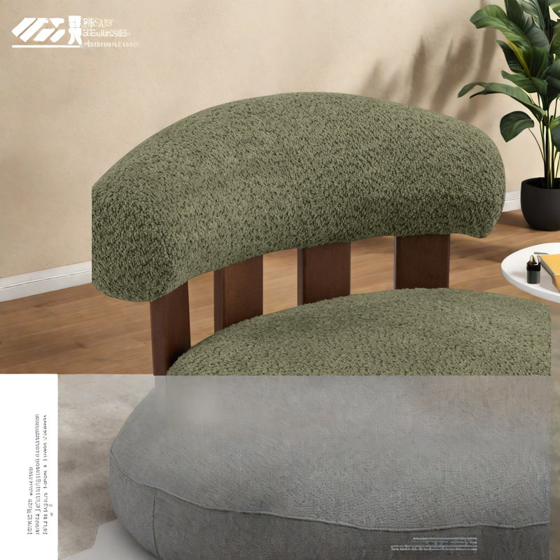 Ensemble de 2 fauteuils d'appoint, en boucle et en bois massif, de style lounge moderne pour la maison