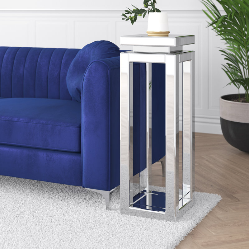 Sven Glass Top End Table, 28"H x 12"W x 12"L