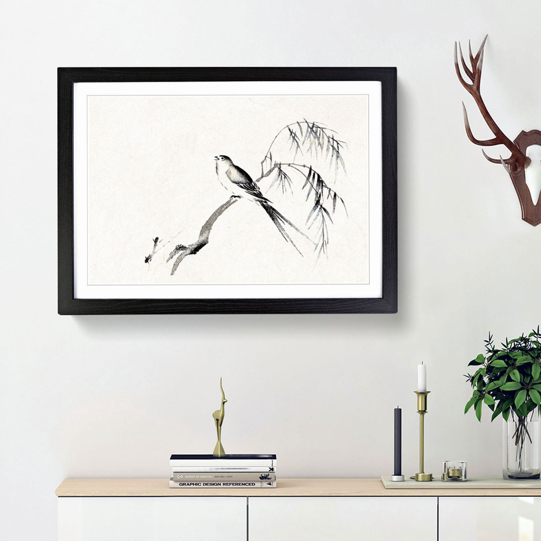 Bird on a Tree Branch by Maruyama Okyo - Picture Frame Painting Print