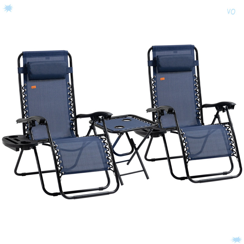 Outsunny Zero Gravity Chair Set With Side Table, Folding Reclining Chair