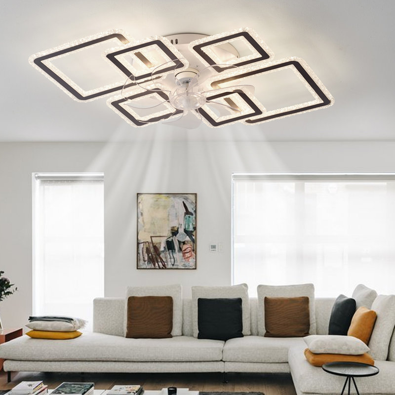 Ventilateur de plafond avec télécommande et lumières APP, à intensité variable avec télécommande 7 pales 6 vitesses de vent