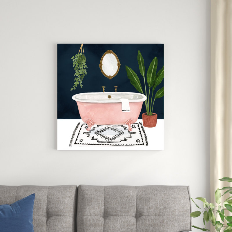 Boho Bath II, H 30 po x l 30 po, Toile avec cadre argenté, Non