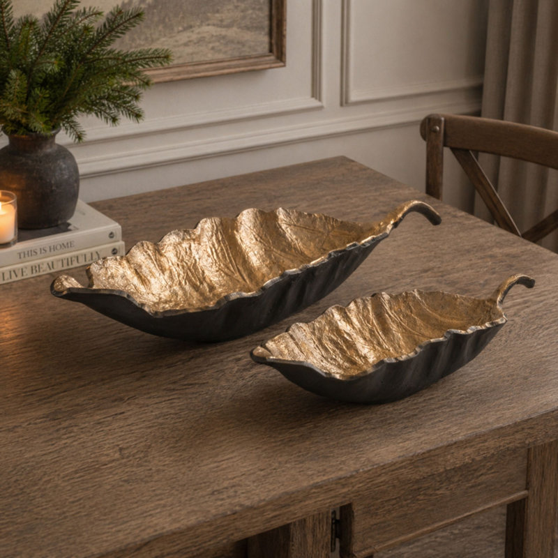 Metallic Aluminum Leaf Bowl