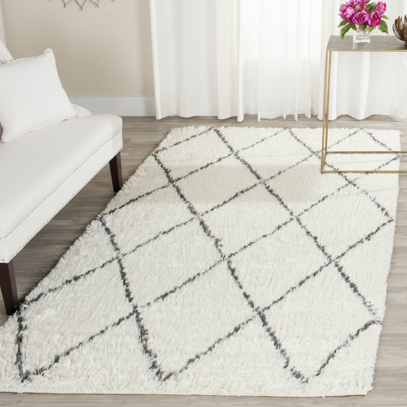 Tapis géométrique en laine / coton noué à la main Damalus, Rectangle 5 pi x 8 pi
