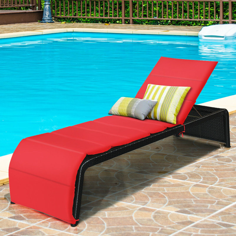 Chaise longue inclinable avec coussin Luciana, Rouge