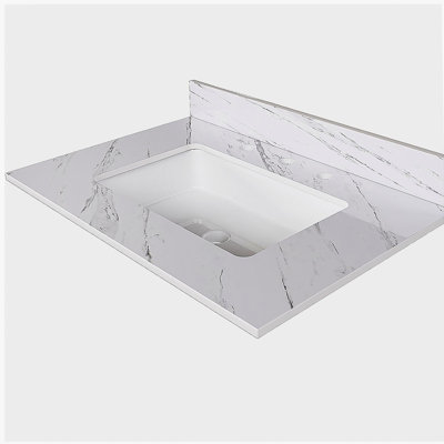 31-inch marble countertop, white countertop with pre-drilled faucet, bathroom countertop with center washbasin