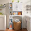 Rangement autoportant au-dessus de la toilette - Organisateur de salle de bain avec tablette réglable et porte-papier hygiénique