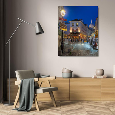 Art sur toile de la galerie Steve Mohlenkamp: Scène de nuit dans le quartier de Montmartre à Paris, EU09 SMO0042