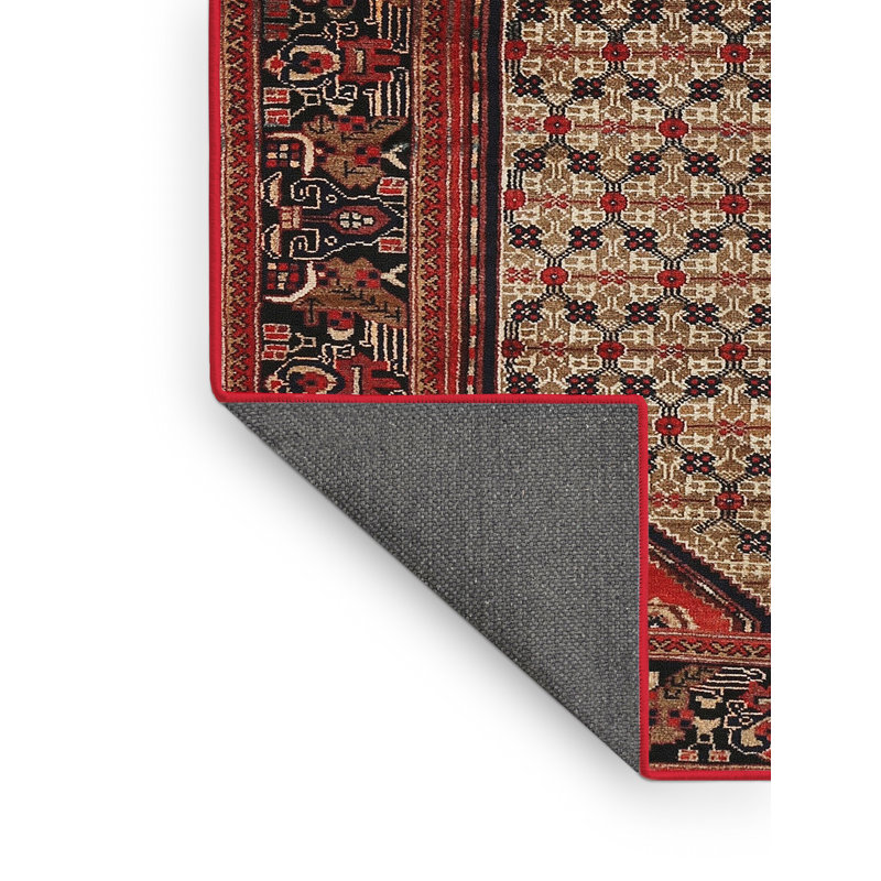 Tapis traditionnel rouge / brun Nobleboro, Rectangle 4 pi x 6 pi