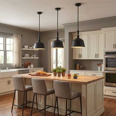 Hempstead 1 - Light Single Dome Pendant in Matte Black