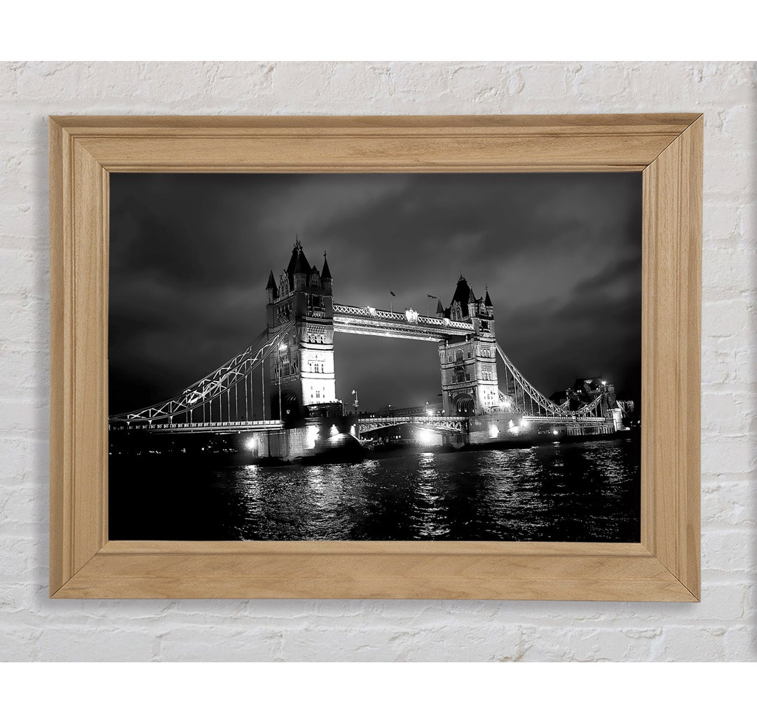 London Bridge At Night B N W - Einzelne Bilderrahmen Kunstdrucke