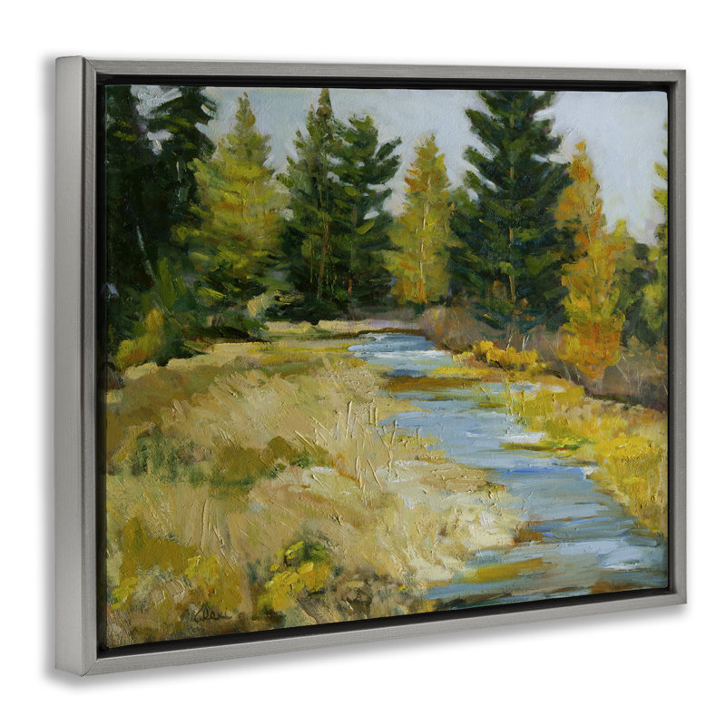 "A Fine Creekside Landscape", art mural sur toile flottante noire par Alexi Fine, H 17 po x l 21 po