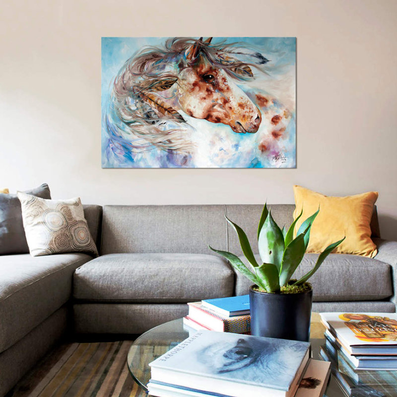 «Thunder Appaloosa Indian War Horse» par Marcia Baldwin, reproduction sur toile tendue sur châssis