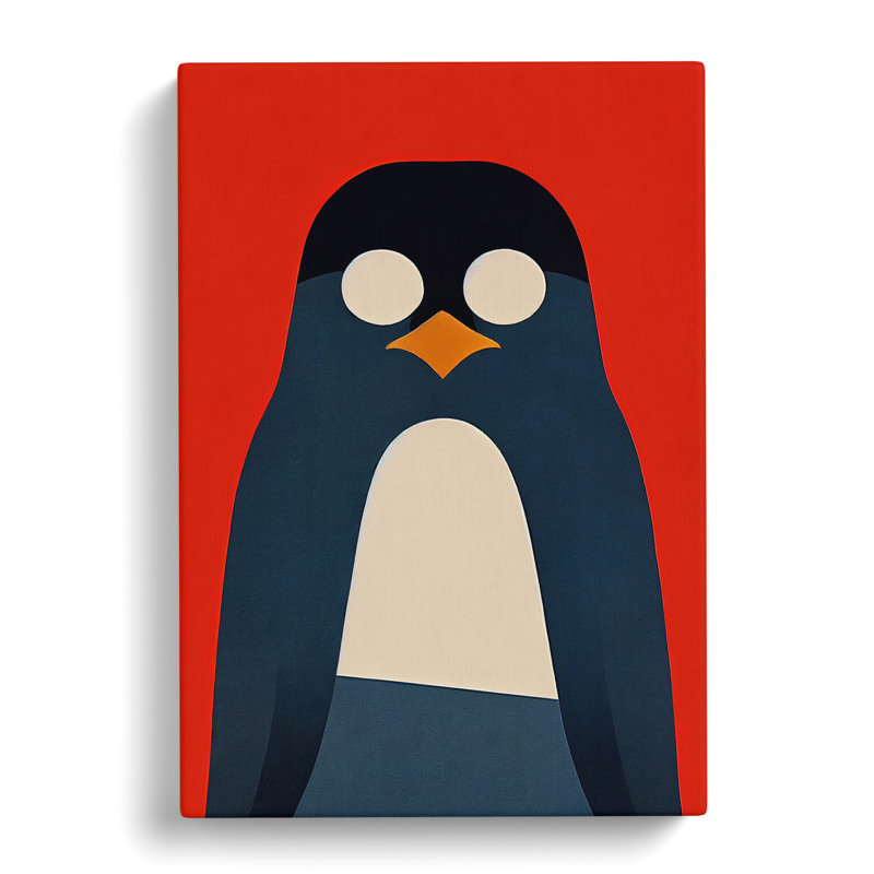 Penguin Abstract Art No.4 - Wall Art, Wrapped Canvas, 50cm H x 35cm W, No Matte