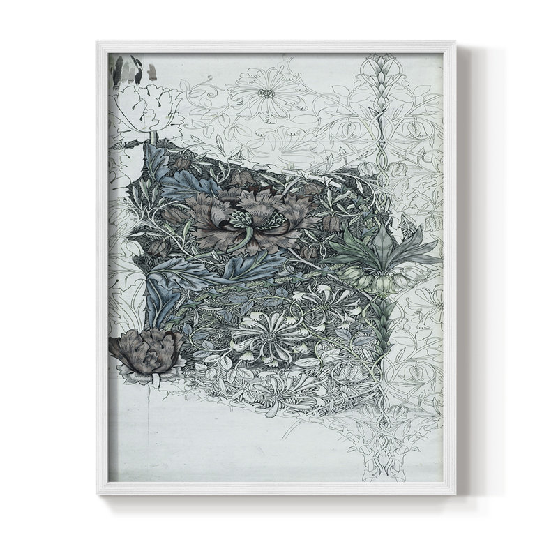 «Vintage Abstract Print CXLVII», reproduction encadrée - bois massif, H 11 po x l 9 po, Blanc