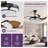 42" Black Modern Retractable Ceiling Fan with Light, Dimmable Remote Fandelier
