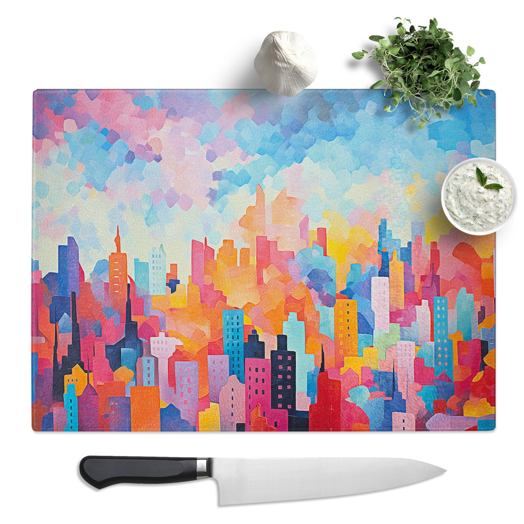 Skyline Orphism  Glass Chopping Board
