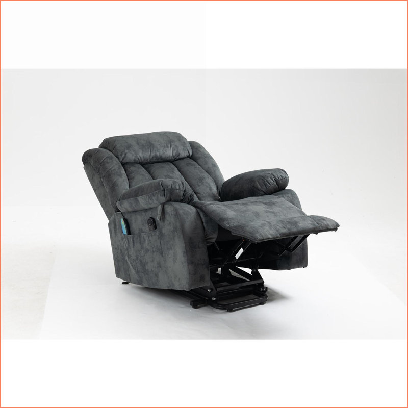 Fauteuil inclinable inclinable et inclinable - Massage & amp; Chauffage, rembourré | Bleu marine | Argent brossé