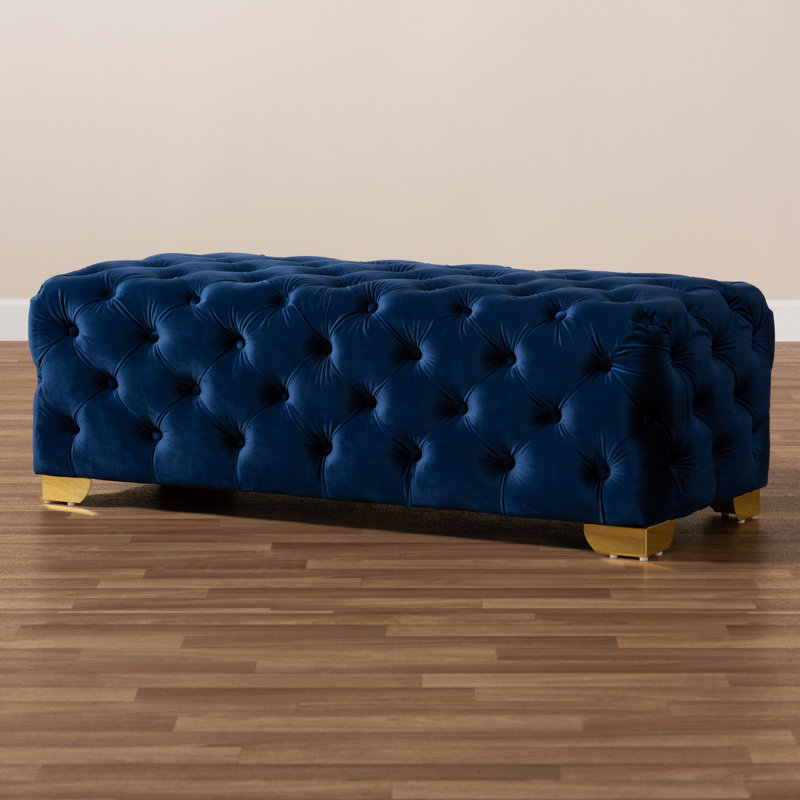 Kylin Velvet Ottoman, Royal Blue