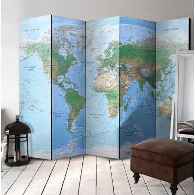 Jahir 225cm W x 172cm H 5 - Panel Solid Wood Folding Room Divider