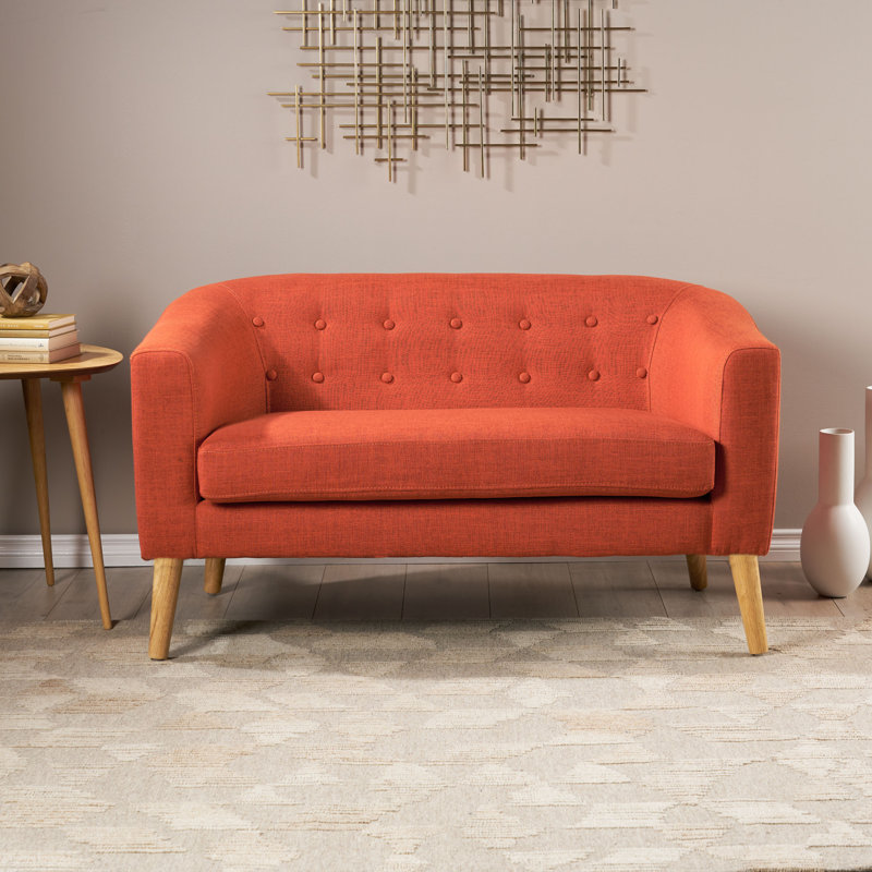 Canapé-lit moderne capitonné Decato, 100 % polyester orange, H 28,25 po x l 51,5 po x P 29,5 po