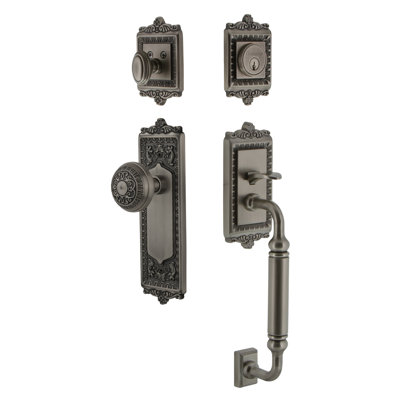 Windsor Handleset with Single Cylinder Deadbolt and C Grip with Windsor Knob