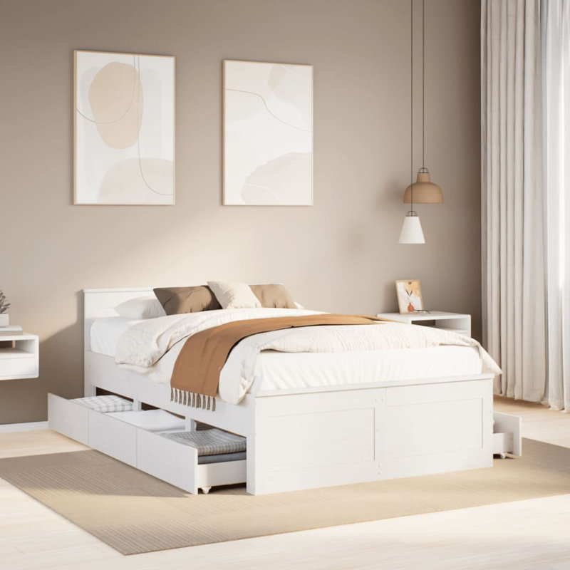 Kincannon Solid Wood Storage Bed, Small Double (4'), White