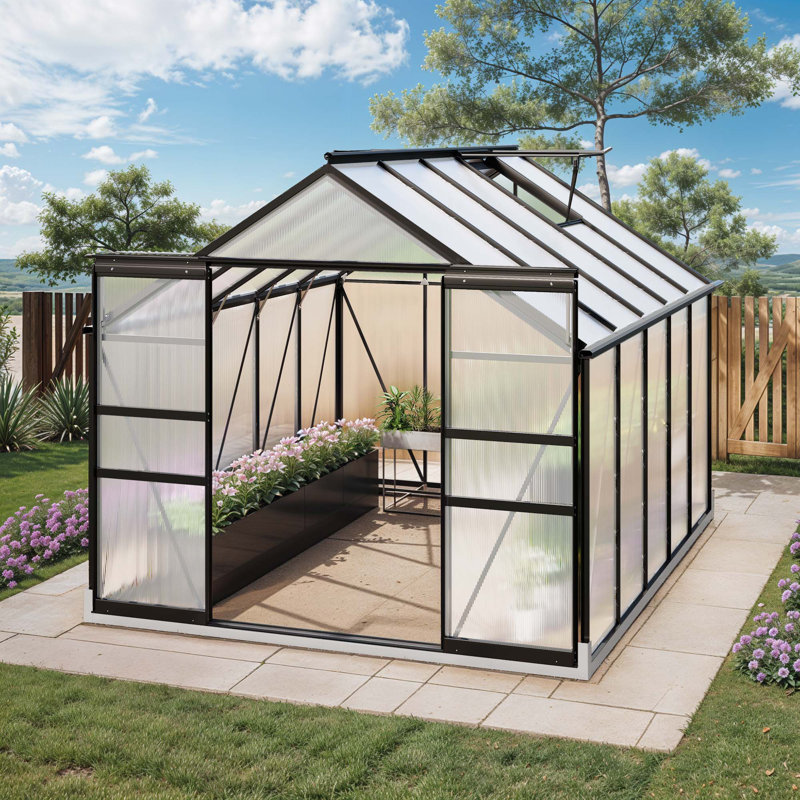 Serre en polycarbonate Balconera, P 122 po, Noir