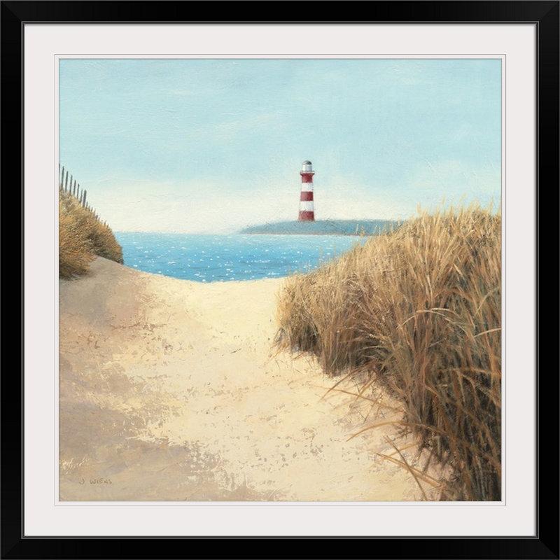 «Beach Path Square» par Byerly, reproduction d'art, H 24 po x l 24 po x P 1 po, Cadre noir