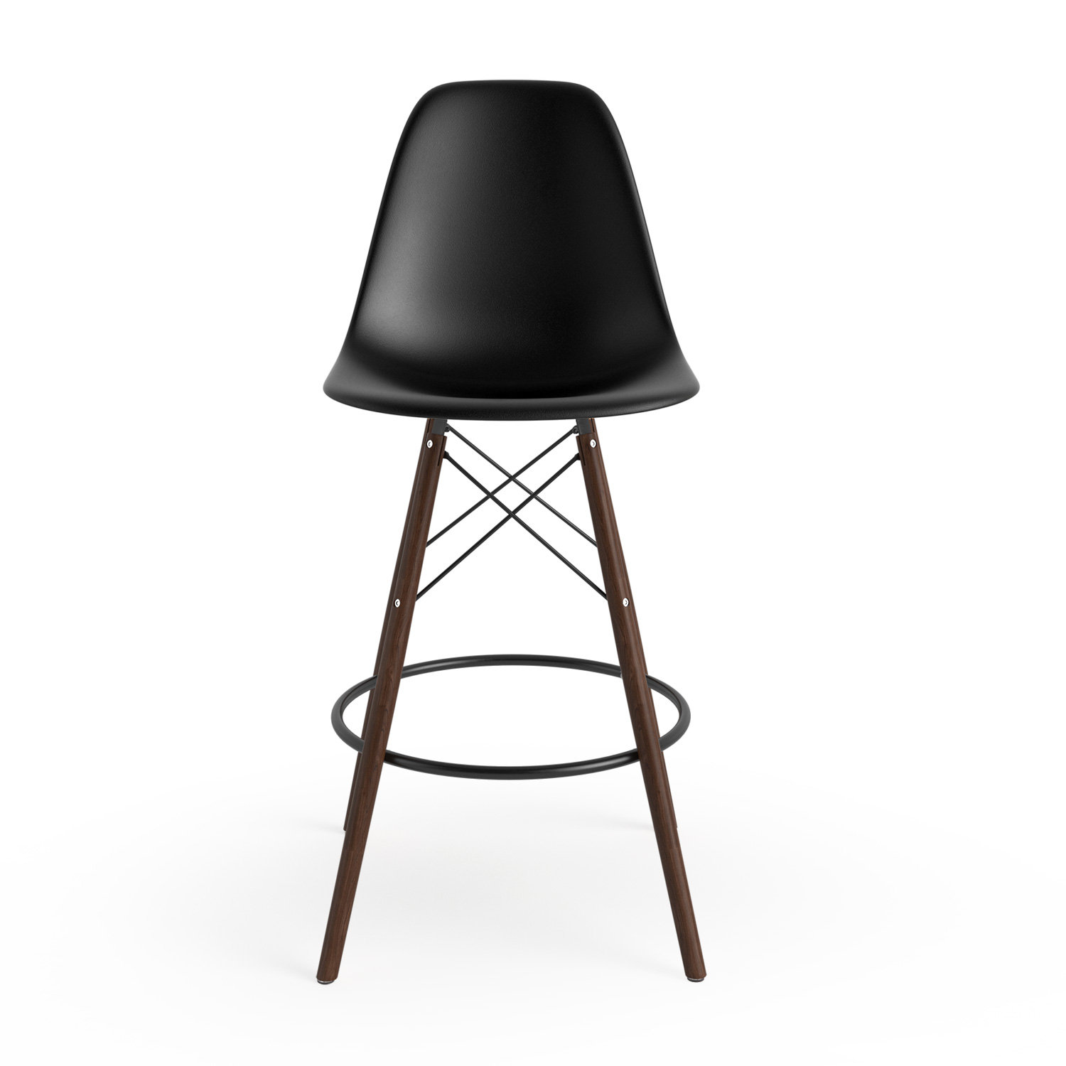 Jordan Bar & Counter Stool, Black/Walnut, Bar Stool (29.5" Seat Height)