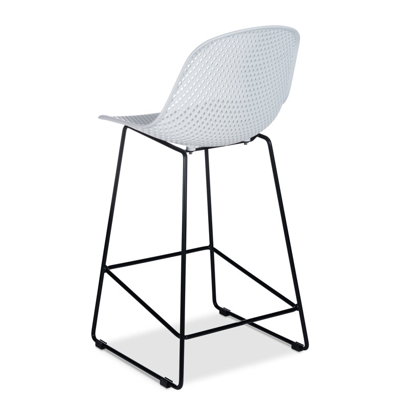 Madi Outdoor Bar Stool, White, 25.5" H