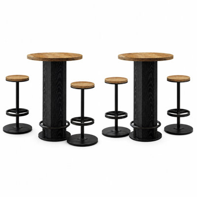 Industrial Round Bar Table with 2 barstools