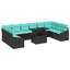  Ensemble de canapé de jardin 11 pièces noir et turquoise 100 x 55 x 73 cm